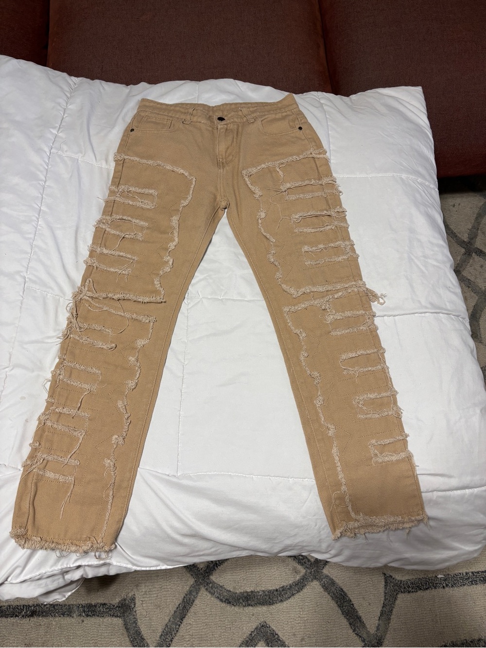 Kids Distressed Tan Slim Jeans